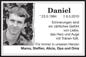 Traueranzeige von Daniel  von Harz Kurier