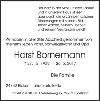 Traueranzeige von Horst Bornemann von Harz Kurier