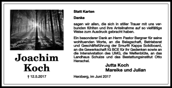 Traueranzeige von Joachim Koch von Harz Kurier