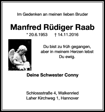 Traueranzeige von Manfred Rüdiger Raab von Harz Kurier