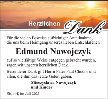 Traueranzeige von Edmund Nawojczyk von Harz Kurier