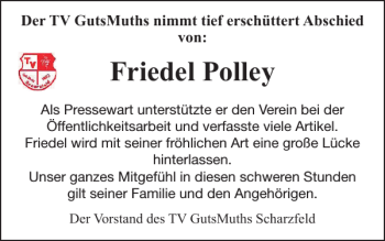 Traueranzeige von Friedel Polley von Harz Kurier