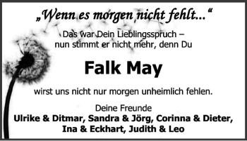 Traueranzeige von Falk May von Harz Kurier