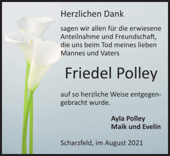 Traueranzeige von Friedel Polley von Harz Kurier