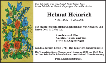Traueranzeige von Helmut Heinrich von Harz Kurier