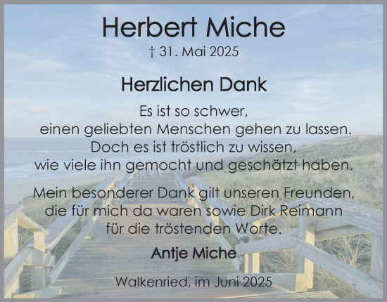 Traueranzeige von Herbert Miche von Harz Kurier