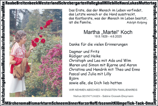 Traueranzeige von Martha Koch von Harz Kurier