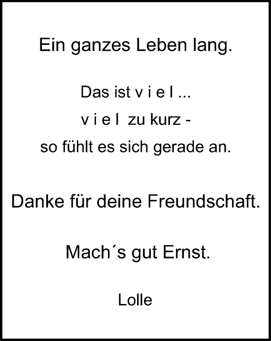 Traueranzeige von Ernst  von Harz Kurier