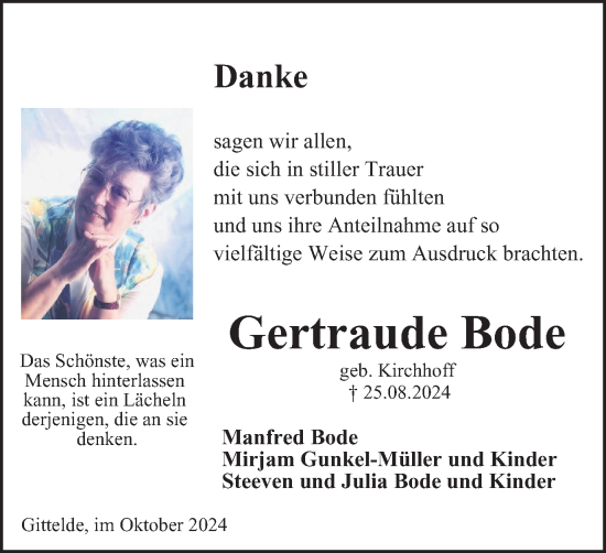 Traueranzeige von Gertraude Bode von Harz Kurier