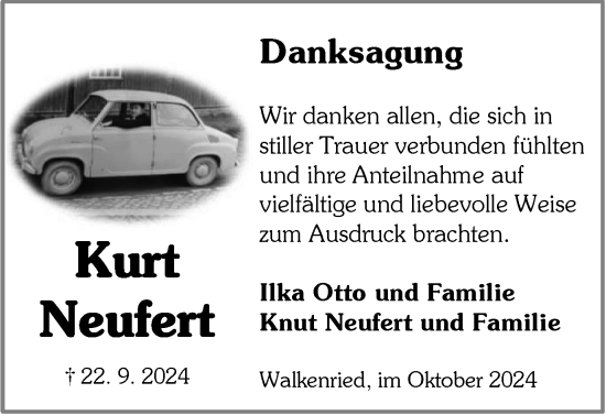 Traueranzeige von Kurt Neufert von Harz Kurier