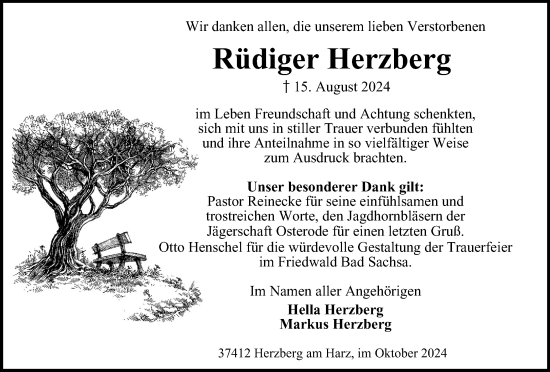 Traueranzeige von Rüdiger Herzberg von Harz Kurier