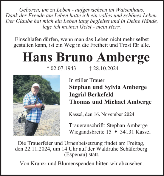 Traueranzeige von Hans Bruno Amberge von Harz Kurier