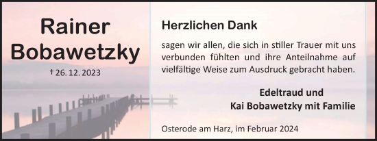 Traueranzeige von Rainer Bobawetzky von Harz Kurier