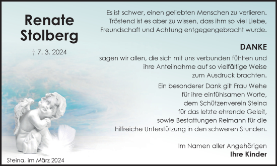Traueranzeige von Renate Stolberg von Harz Kurier