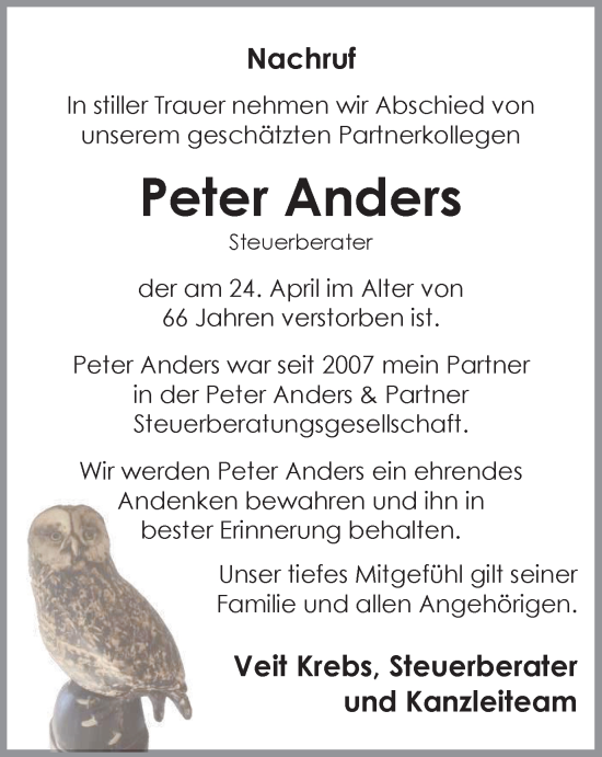 Traueranzeige von Peter Anders von Harz Kurier