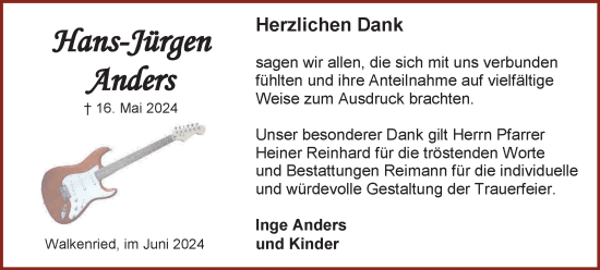 Traueranzeige von Hans-Jürgen Anders von Harz Kurier