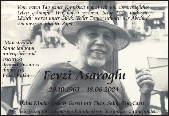 Traueranzeige von Fevzi Asaroglu von Harz Kurier