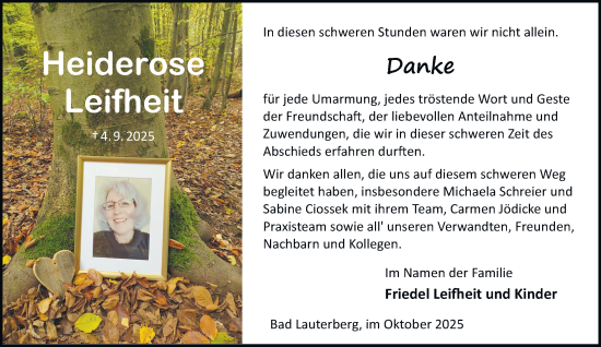 Traueranzeige von Heiderose Leifheit von Harz Kurier