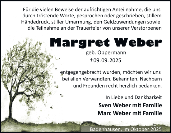 Traueranzeige von Margret Weber von Harz Kurier