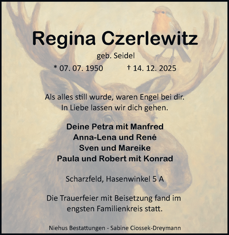  Traueranzeige für Regina Czerlewitz vom 24.12.2025 aus Harz Kurier