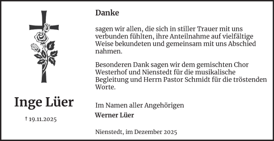 Traueranzeige von Werner Lüer von Harz Kurier