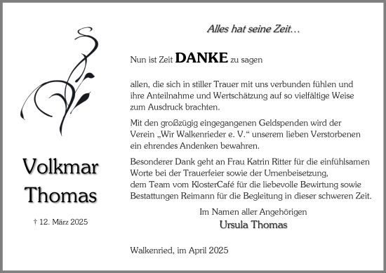 Traueranzeige von Volkmar Thomas von Harz Kurier