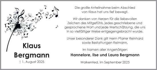 Traueranzeige von Klaus Bergmann von Harz Kurier
